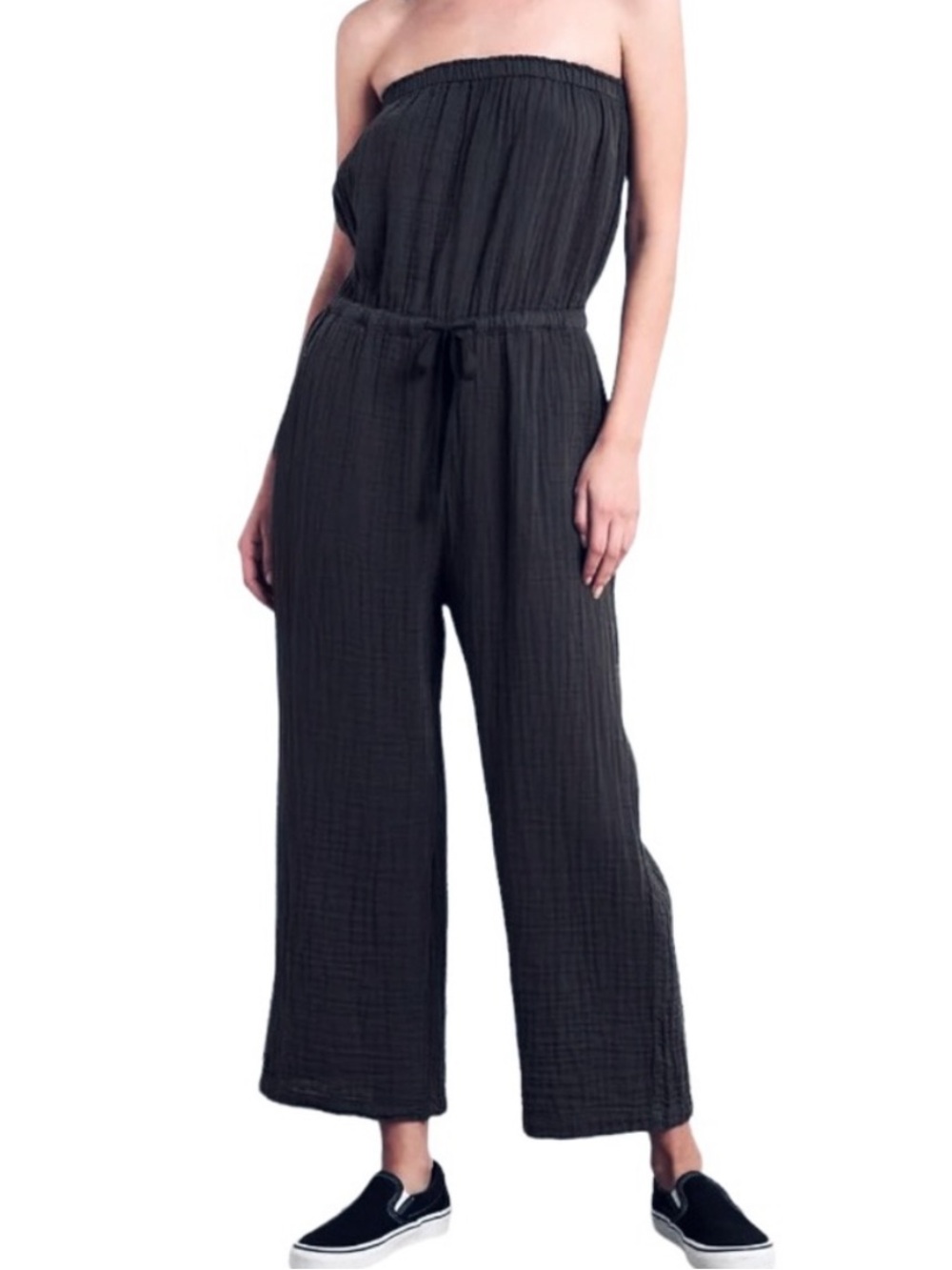 Velvet by Graham and Spencer Black Gauze Cotton Strapless Jumpsuit Romper XS - Picture 2 of 5